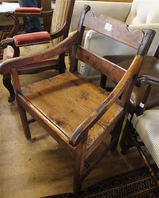 George III yew wood and fruitwood armchair